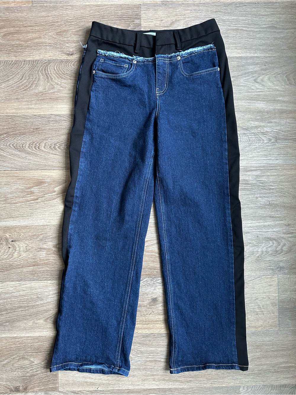 Forever 21 Two-Tone Hybrid Jeans Women’s Size 29 Dark Blue Denim High Rise